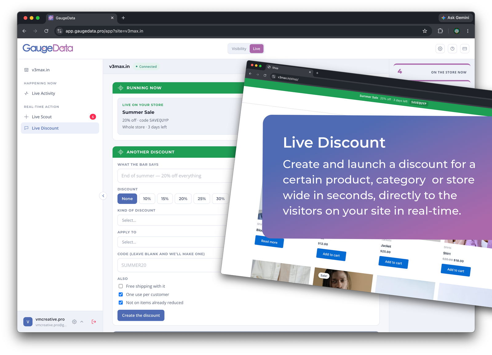 GaugeData — live discount